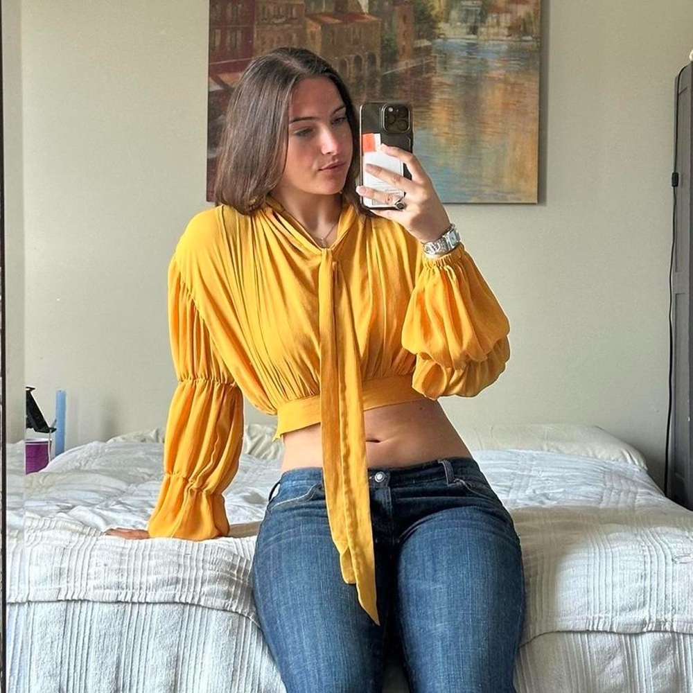 Yellow long sleeve with statement sleeves